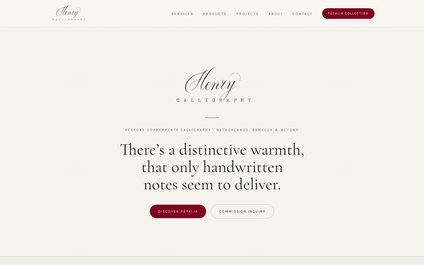 Website van Henry Calligraphy
